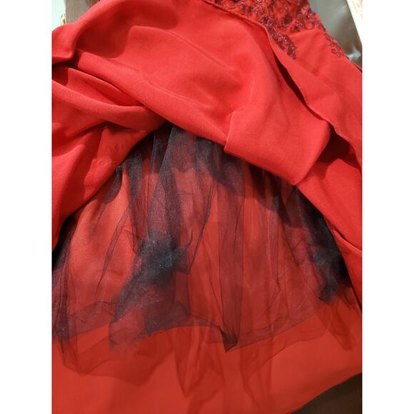 Marchesa Notte Strapless Embroidered Dress Size 2 Red Formal Cocktail Silk Blend - Picture 8 of 14